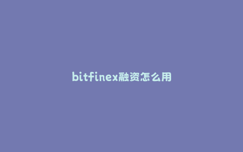 bitfinex融资怎么用
